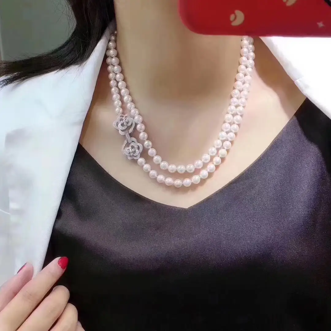 Korean Version Of The Rose Large Pearl Jade Necklace