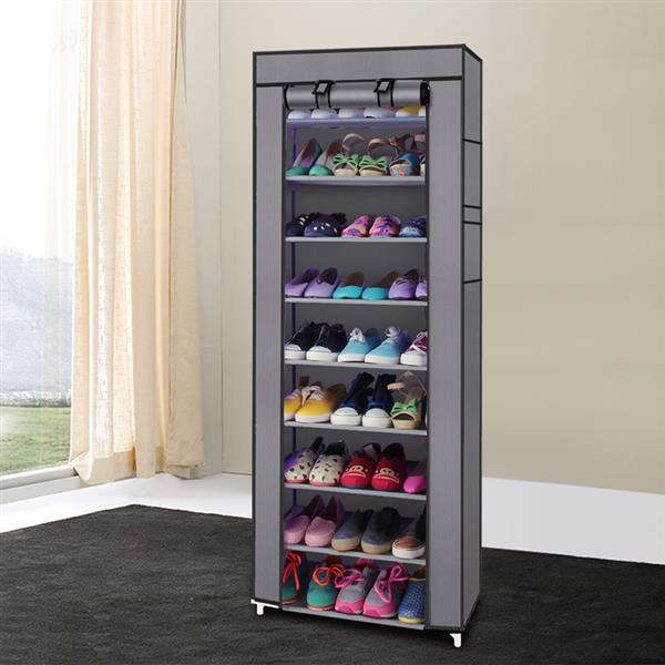10-Layer 9-Shelf Shoe Rack Cabinet – Standing Shoes Organizer, Dustproof Storage