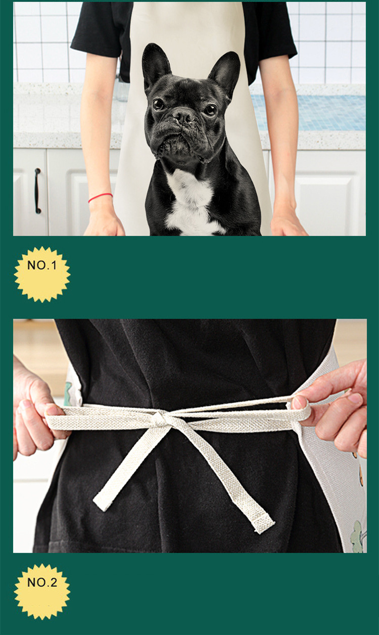 Personalized Cartoon Printed Cotton And Linen Apron