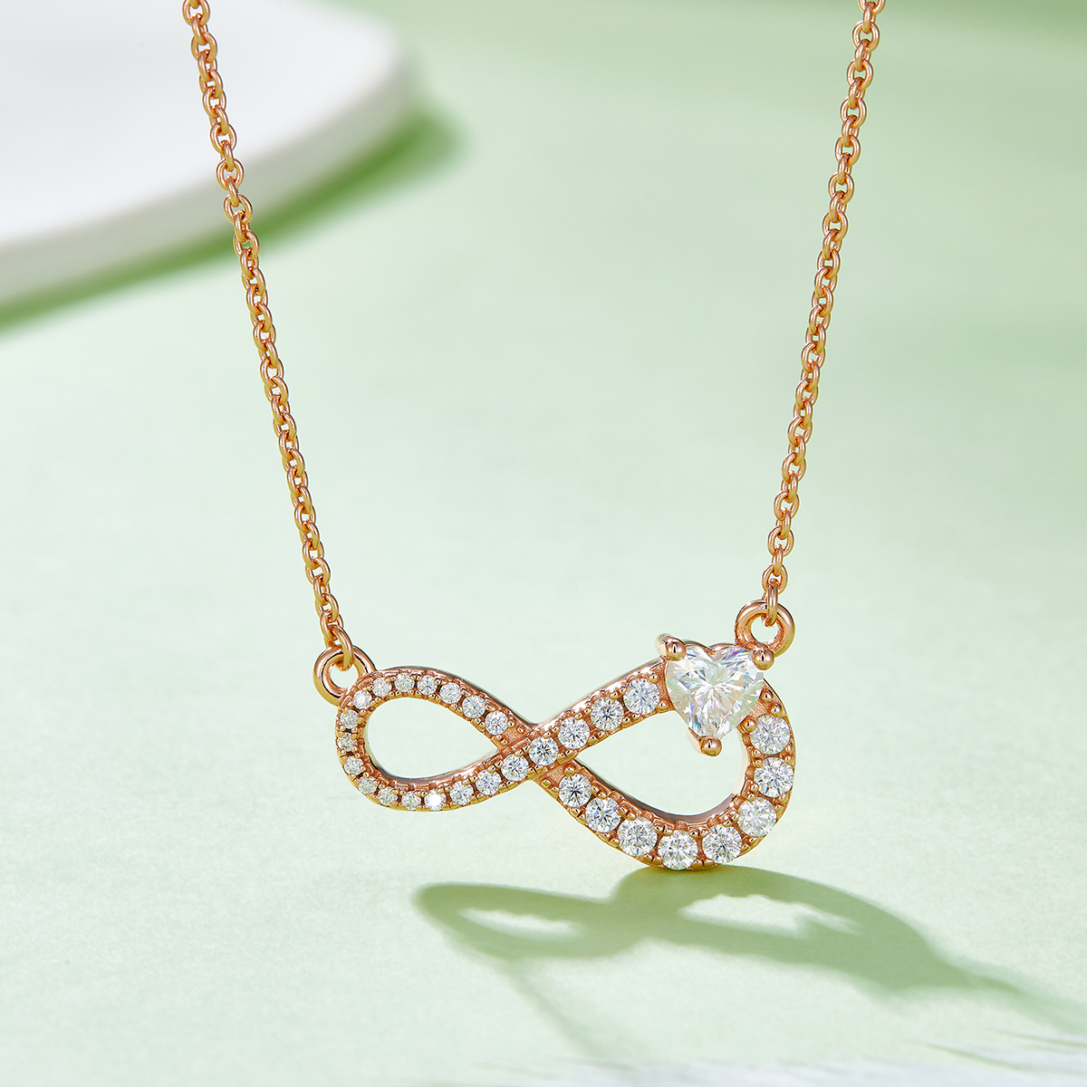 3.9g S925 Sterling Silver 29 Stone Moissanite Infinity Necklace 45cm  Pave Pendant With GRA, Platinum Plated Romantic Gift Box Set For Women