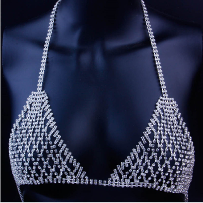 Title 1, Sexy Charming Nightclub Rhinestone Chest Chain ...