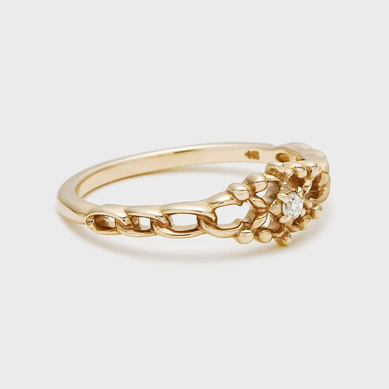 Title 6, 14K Gouden Star Twining Lace ring met witte zir...