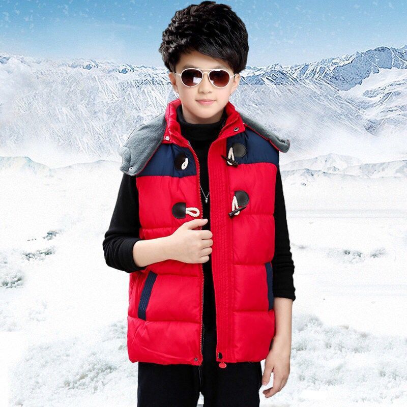 Boys And Girls Baby Plus Velvet Padded Hooded Vest Kindergarten Uniforms — foto 2