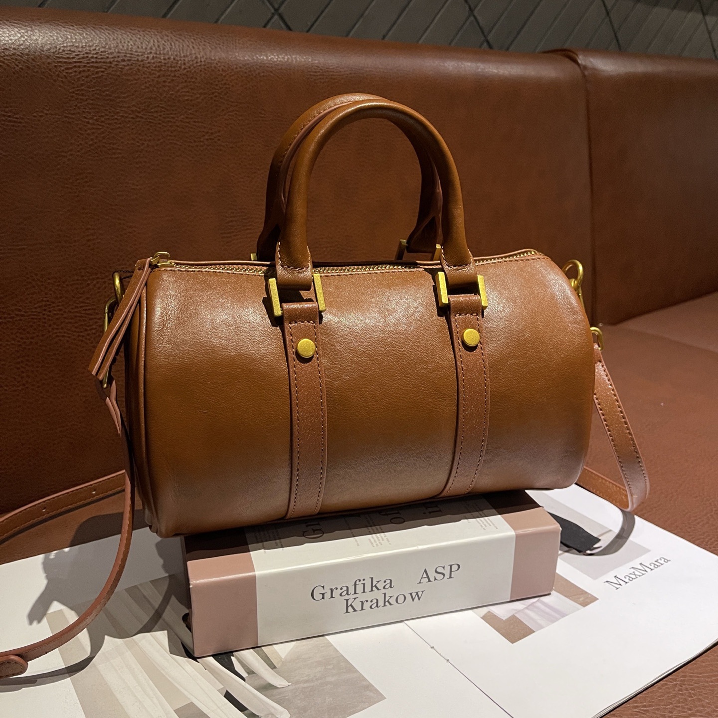Genuine Leather Melard Vintage Handbag, Cross-Border Women's Bag, Light Luxury Chic Boston Top-Layer Cowhide Shoulder Bag 3