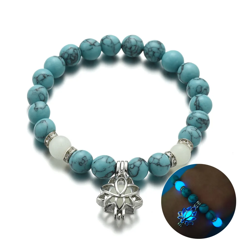 Energy Luminous Lotus Natural Stone Bracelet Yoga Healing Glow