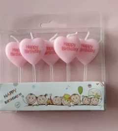 Love-shaped Happy Birthday Cake Decorated With Candles - A Box Of Five Candles - View 1