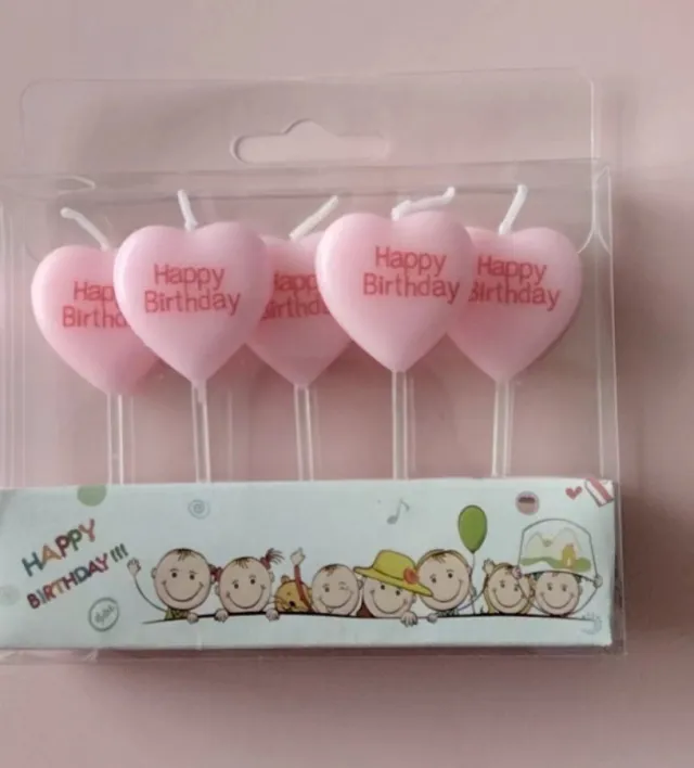 Love shaped Happy Birthday Cake Decorated With Candles A Box Of Five Candles - Shop at LoveMi