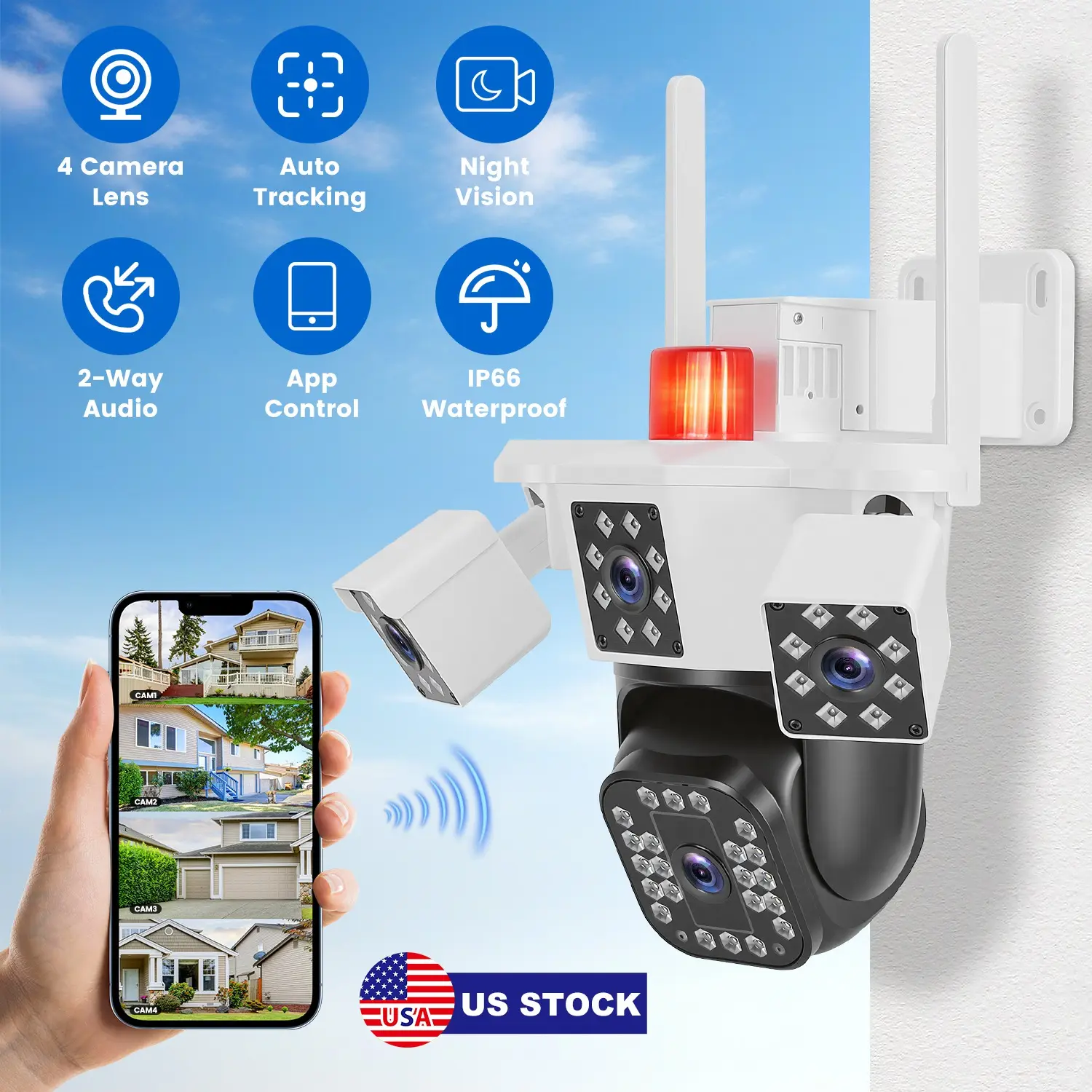 1080P HD 4-Lens Security Camera 360 Degree