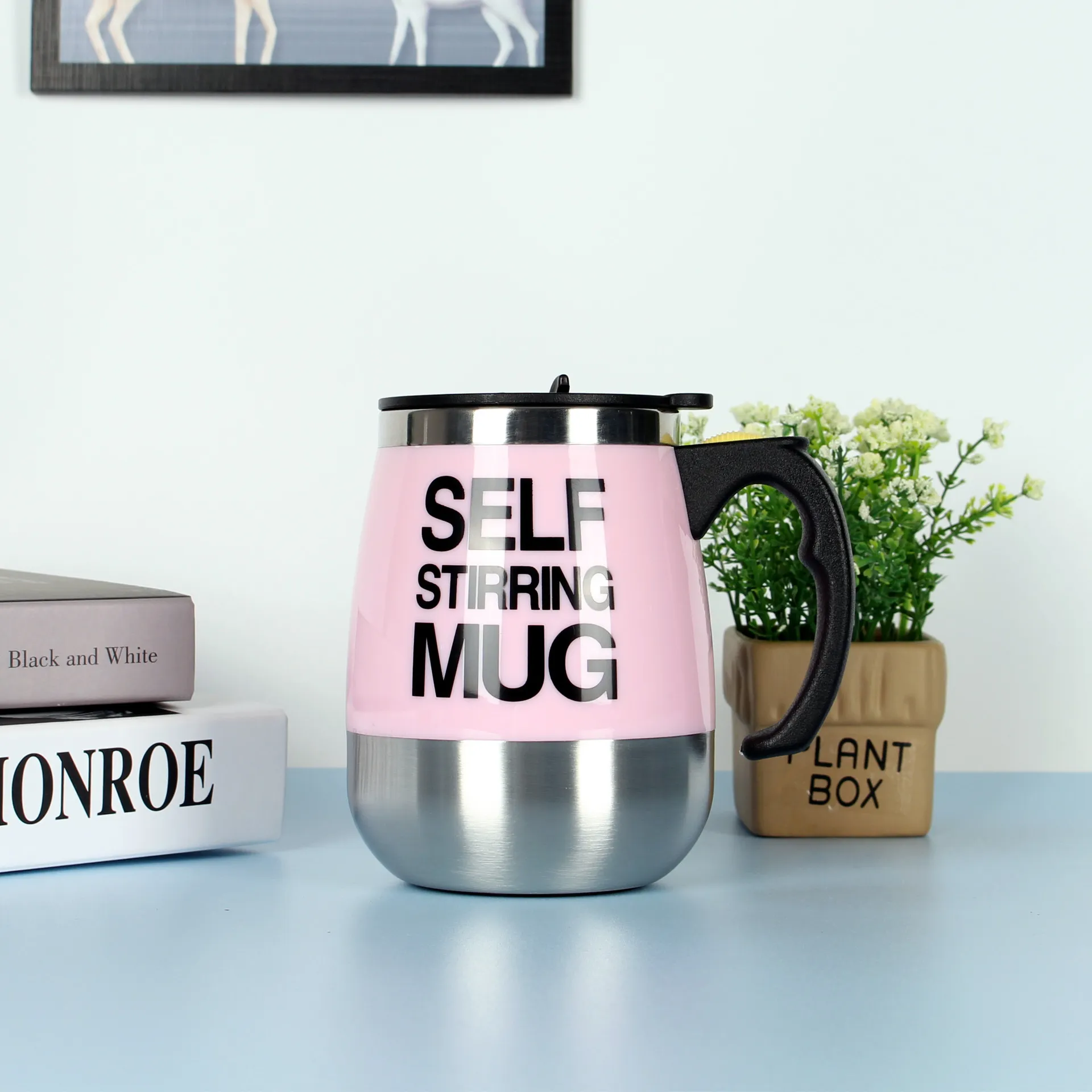 Electric Self Stirring Coffee Mug Cup Stainless Steel Automatic Self Mixing & Spinning Home Office Travel Mixer Milk Whisk Cup – image 4