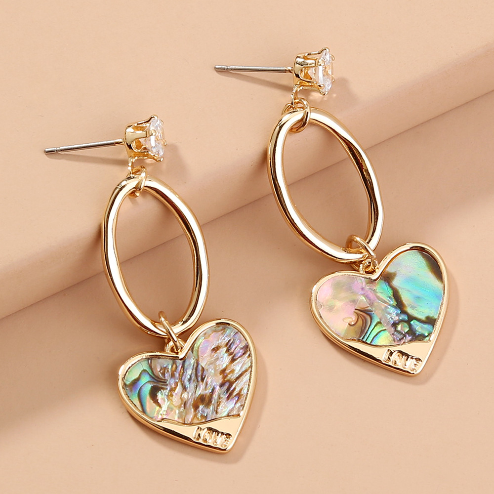 European and American foreign trade trend, niche design, natural abalone shell earrings, long temperament, wild love earrings