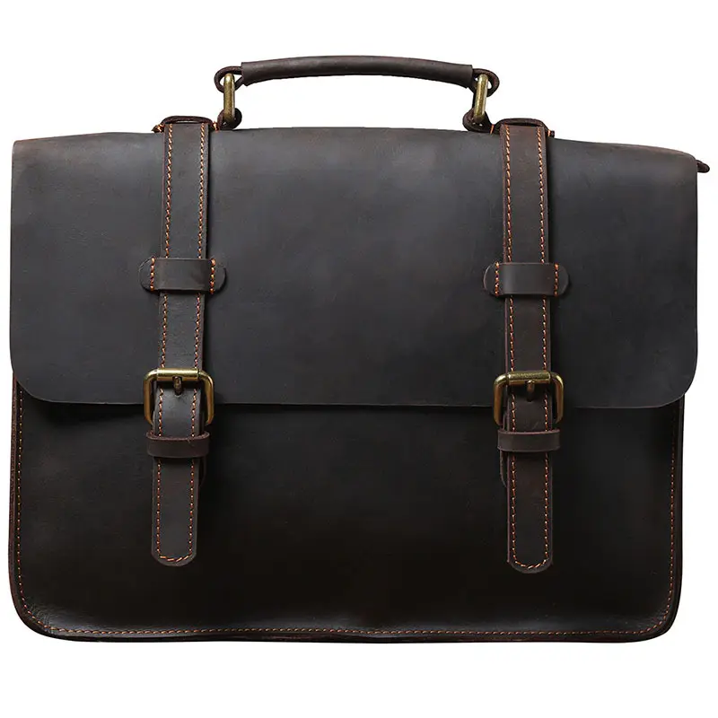 Simple First Layer Cowhide Backpack Briefcase Men