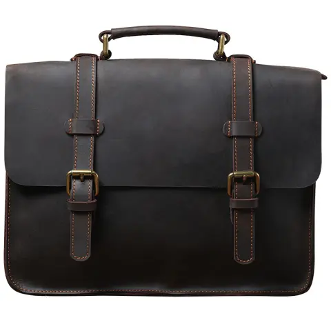 Simple First Layer Cowhide Backpack Briefcase Men and Women