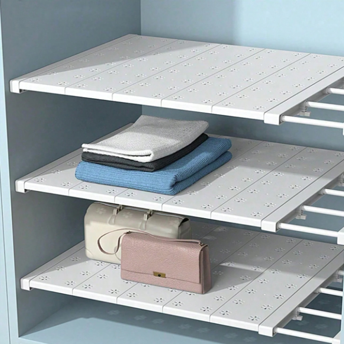 1 OR 2pcs Adjustable Extendable Closet Cupboard Storage Organizer Shelf Divider — image 11