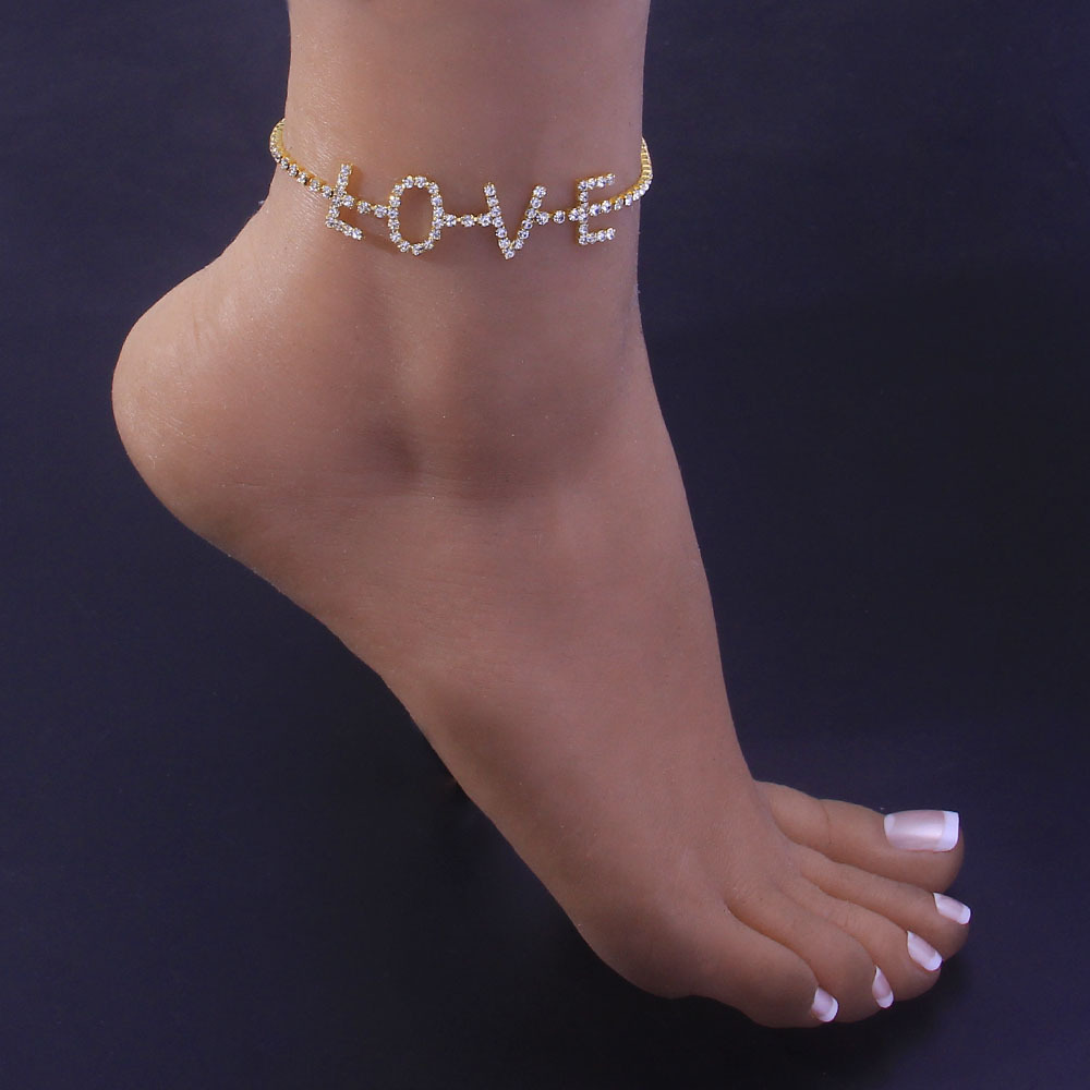 Title 2, Letter Anklet LOVE Rhinestone Anklet