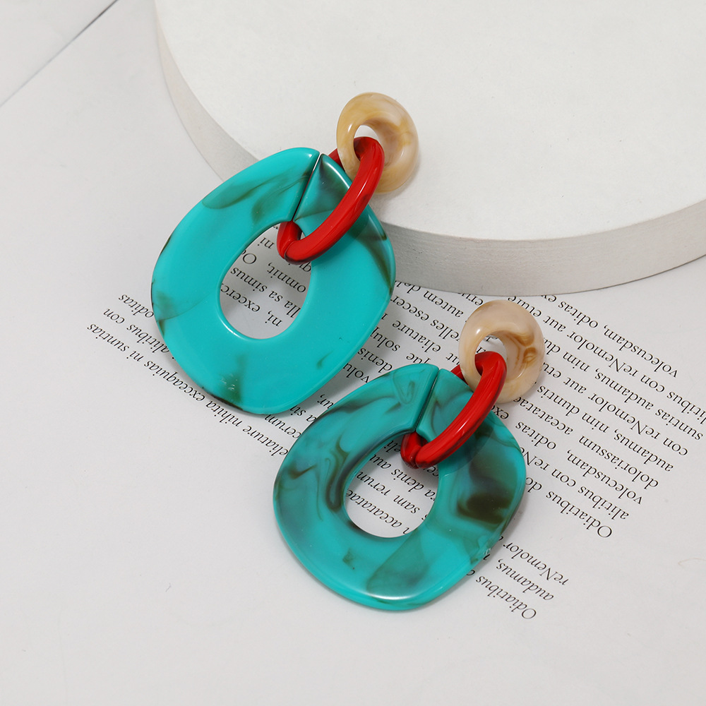 Title 6, Geometric Acrylic Hepburn Wind Color Bump Earrings