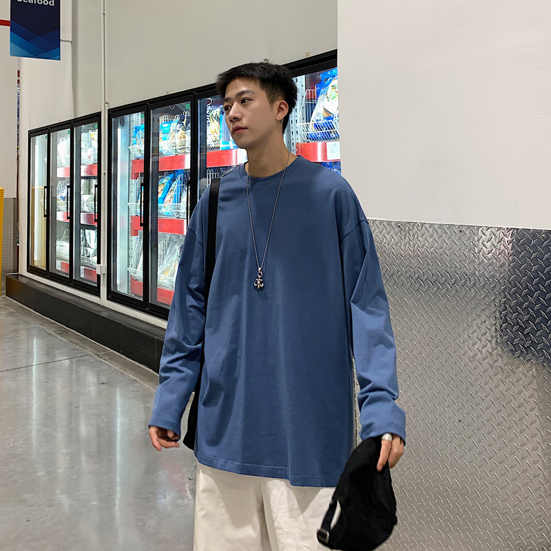 Hong Kong Style Long-sleeved T-shirt Sweater Solid Color Bottoming Shirt