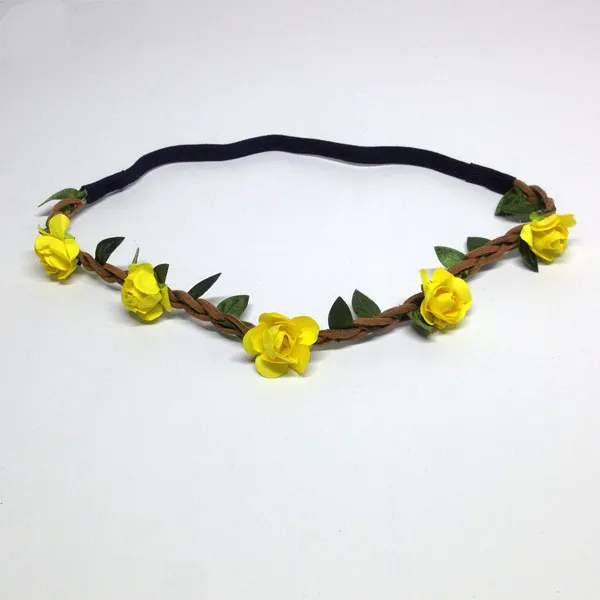 Rose Flower Headband Wreath Bridal Korean Style Yellow - Shop at LoveMi