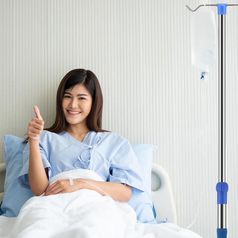 Adjustable IV Pole Stainless Steel IV Drip Stand With Wheels For Home Clinic Z 5