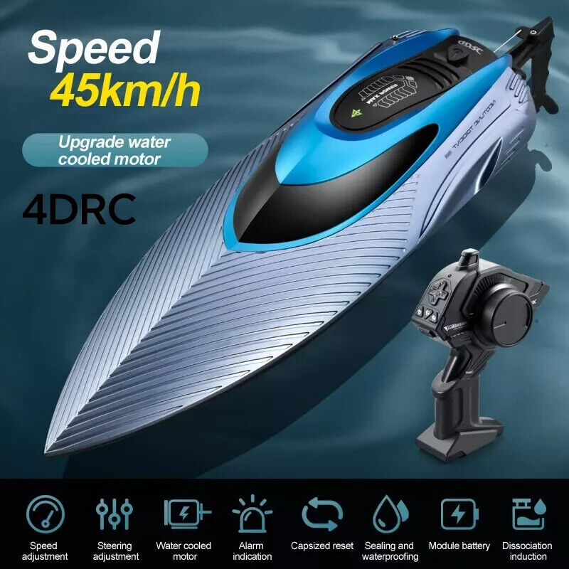 4DRC S3 RC Barca 45km/h Alta Velocità Raffreddato ad Acqua Telecomando Nave Giocattolo USA - Foto 7 di 7