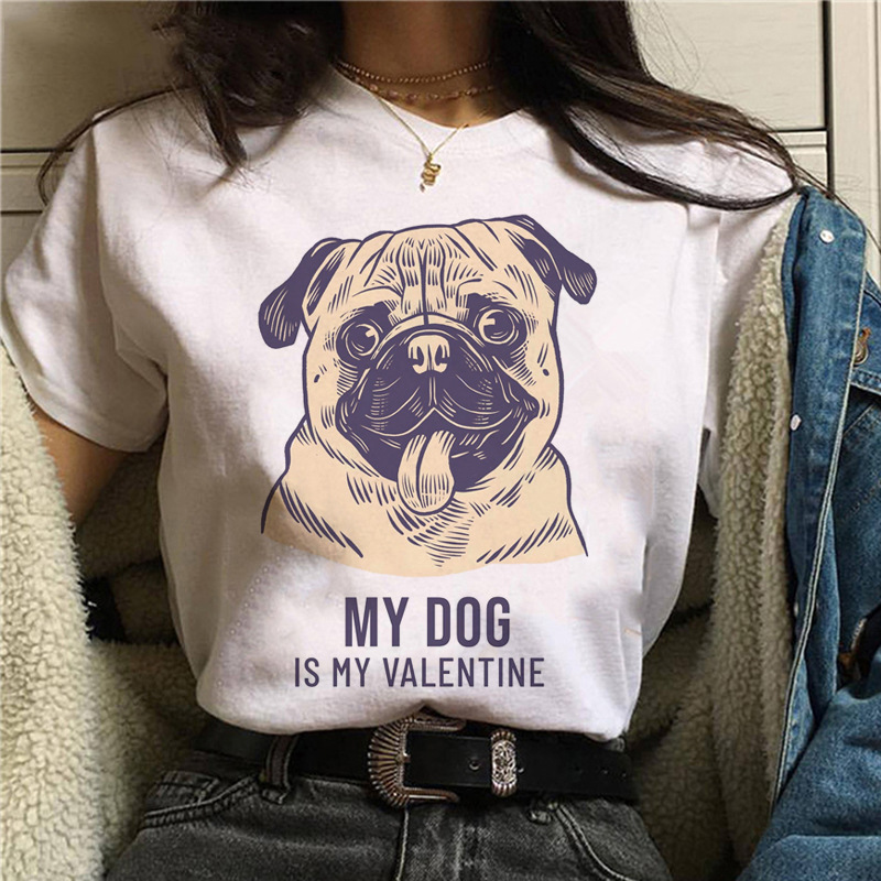 Title 7, Pet Dog Cartoon Print Round Neck Short Sleeve