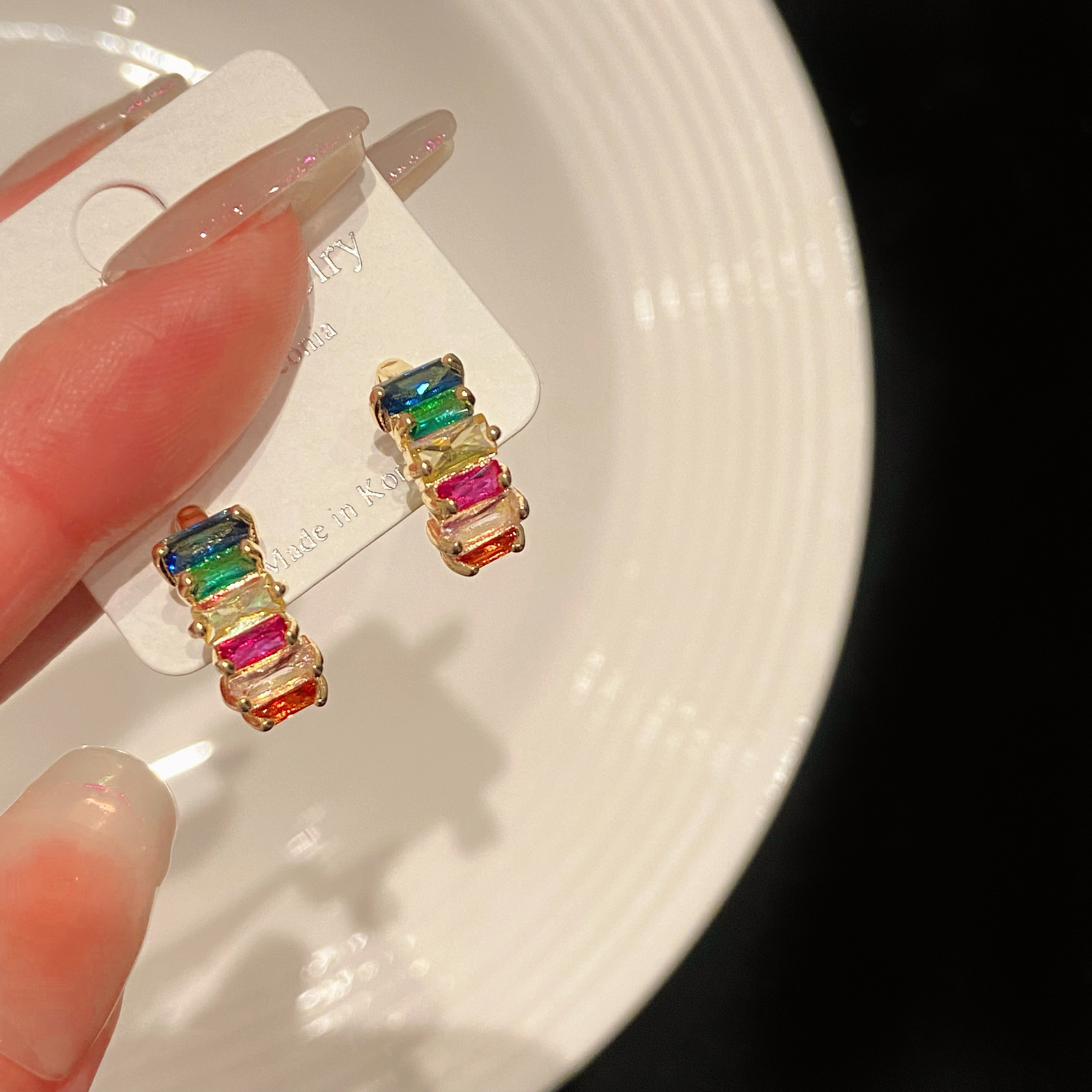 Title 4, Colorful Zircon Earrings Affordable Luxury Styl...