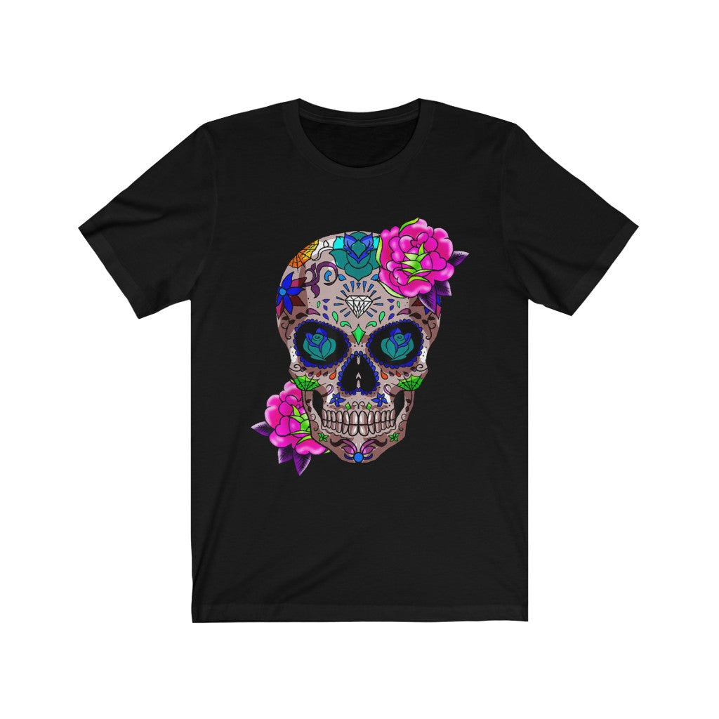 Women's Sugar Skull Day Of The Dead Black T-Shirt