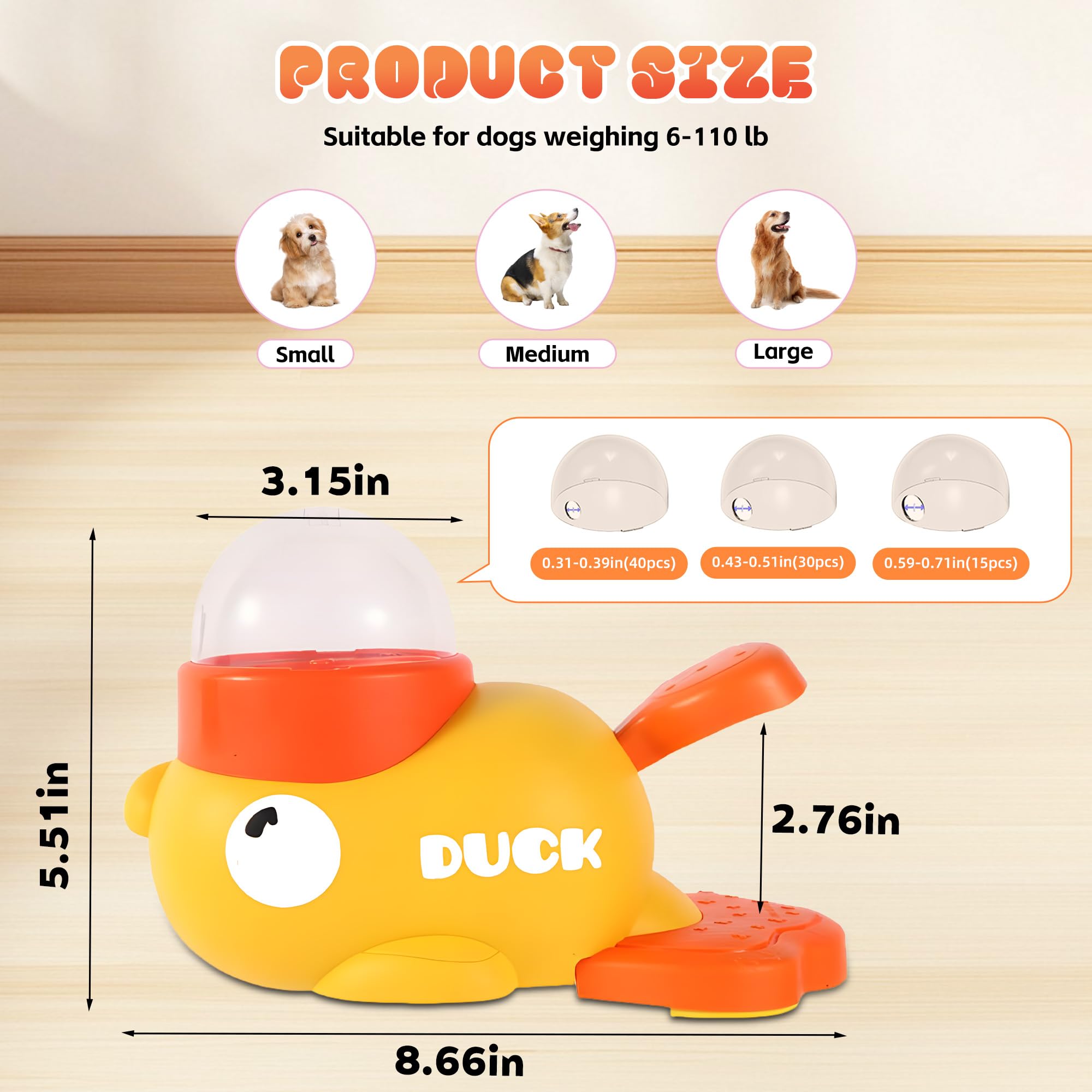 Duck Shape Dog Treat Dispenser - Interactive Dog Toys For Mental Stimulation, Slow Feeder Puzzle Toy For Small Medium Dogs & Cats, IQ Training Food Dispenser To Reduce Bloating & Boredom