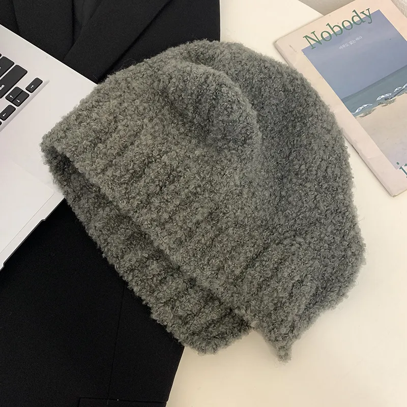 Big-headed Foreign-style Warm Ear Protection Hat - Dark Grey