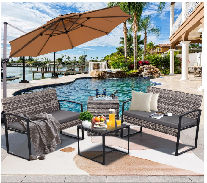 4 Piece Wicker Patio Furniture Set, picture 2 of 4