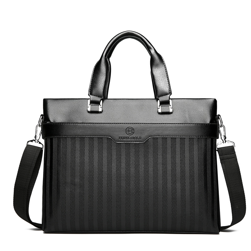 Men's Handbag Casual Briefcase Horizontal Soft Leather Black - Shop at LoveMi