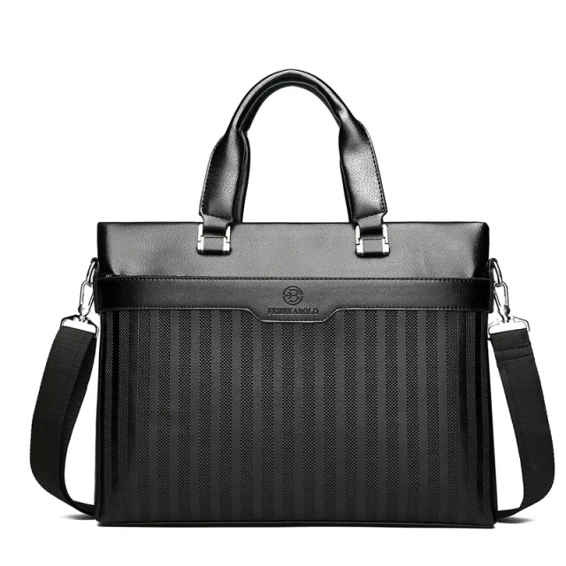 Men's Handbag Casual Briefcase Horizontal Soft Leather Black - Shop at LoveMi