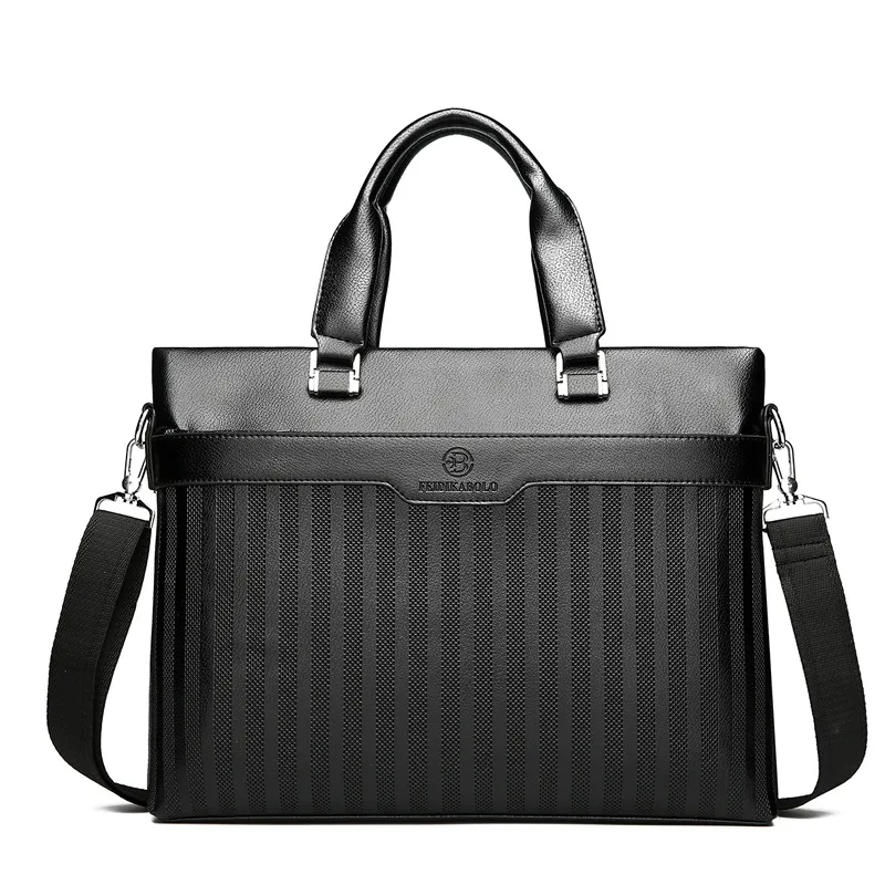 Men's Handbag Casual Briefcase Horizontal Soft Leather - Black