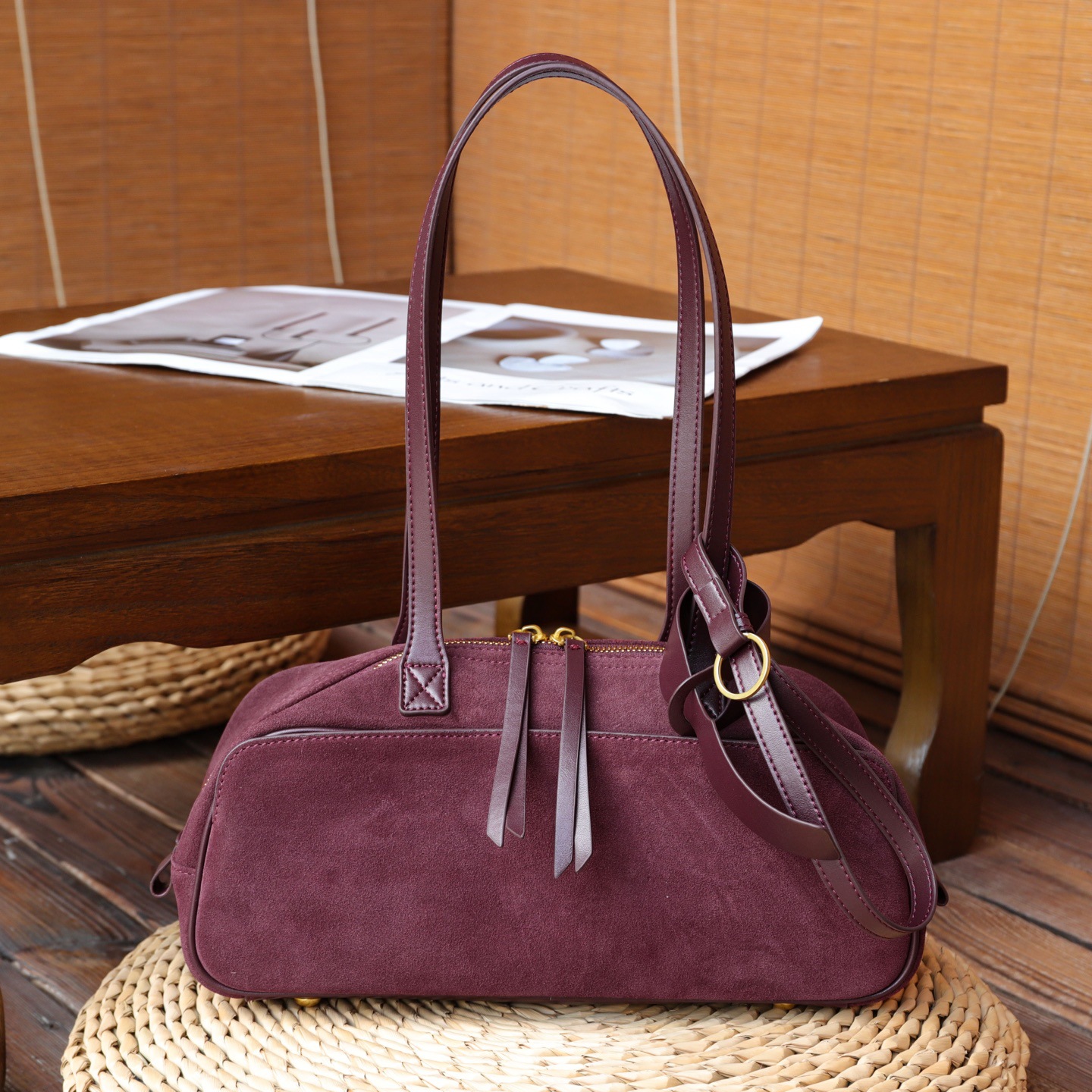 Sac de bowling en cuir de vache mat de niche pour femmes-nouveau sac à main – Image 3