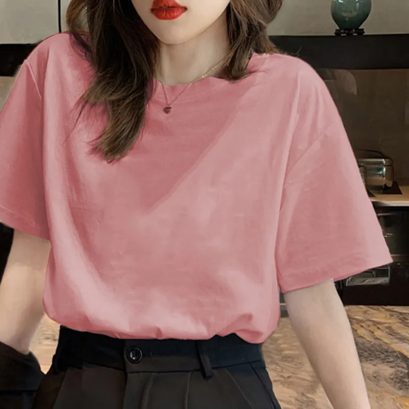 Loose And Versatile Korean Style Chic Student Half-sleeved Shirt Trend - Pink