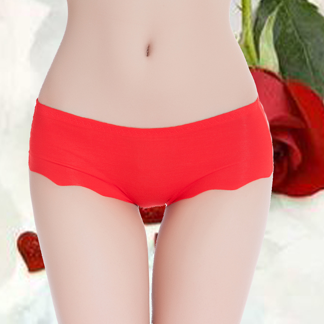 One Piece Ruffle Panties Women's Solid Color Seamless Cotton File