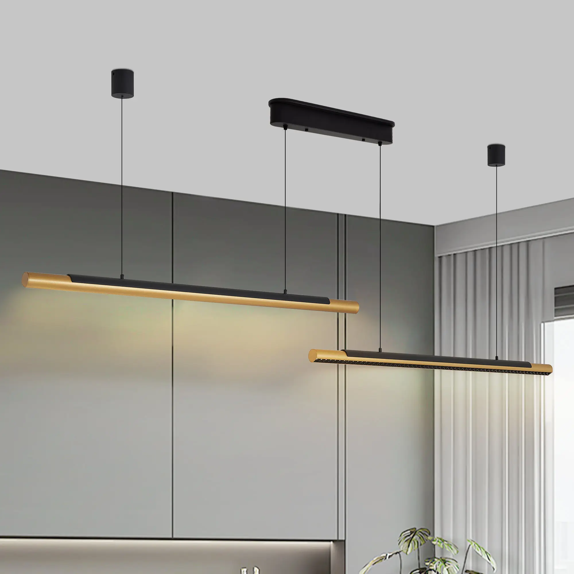 75-inch Modern Black And Gold LED Pendant