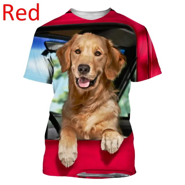 Summer Men's And Women's Casual Fashion Cute Golden Retriever 3D Printing T shirt Gold - Shop at LoveMi