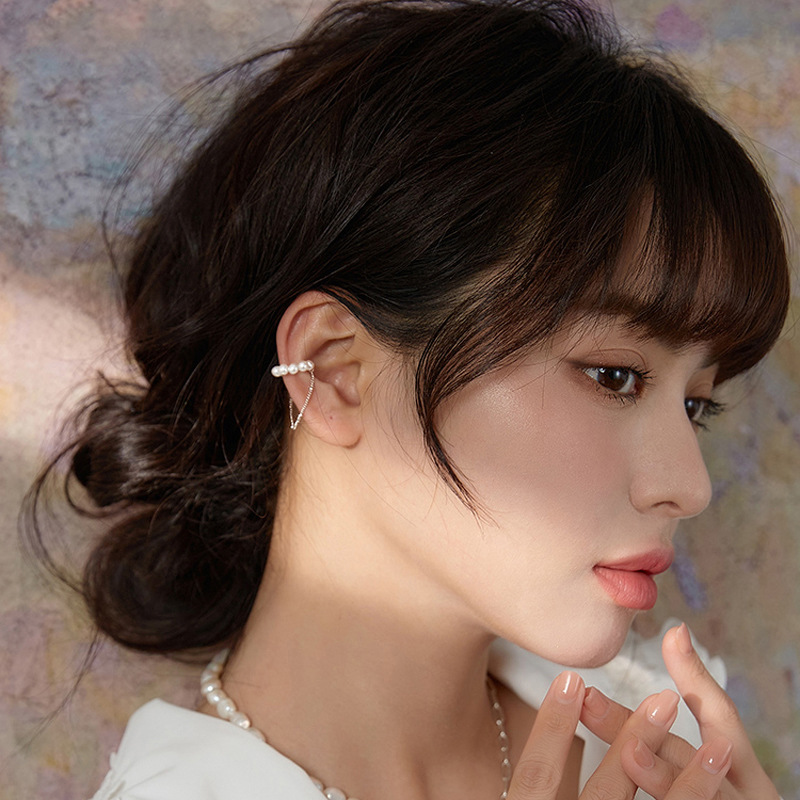 Pearl Tassel Ear Clip Female Niche Design Earrings