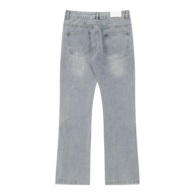 High Street Zipper Niche Worn Jeans