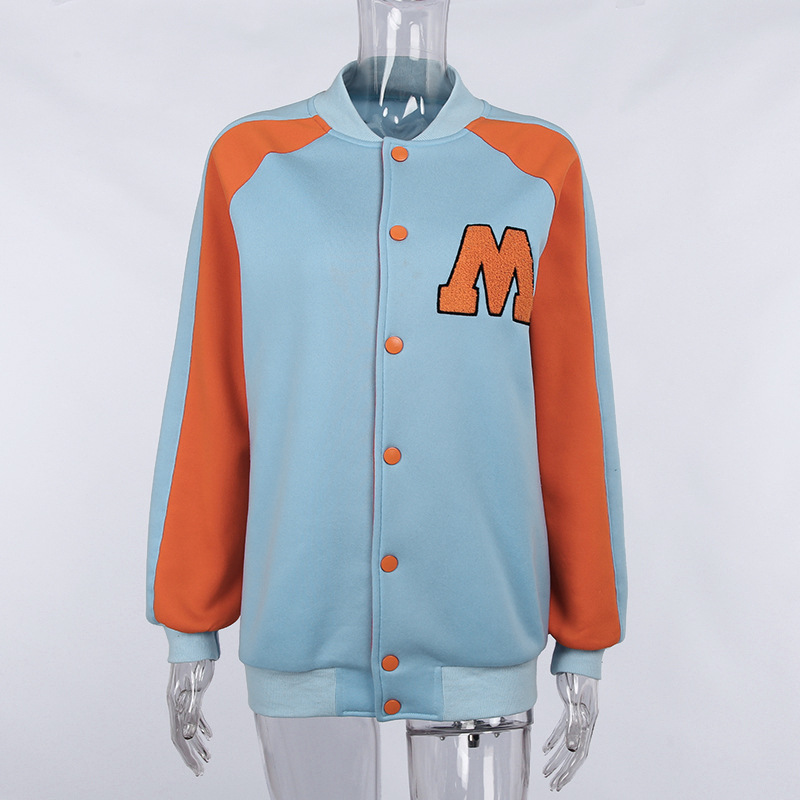 Fashionable Polyester Women's Loose Stitching Jacket