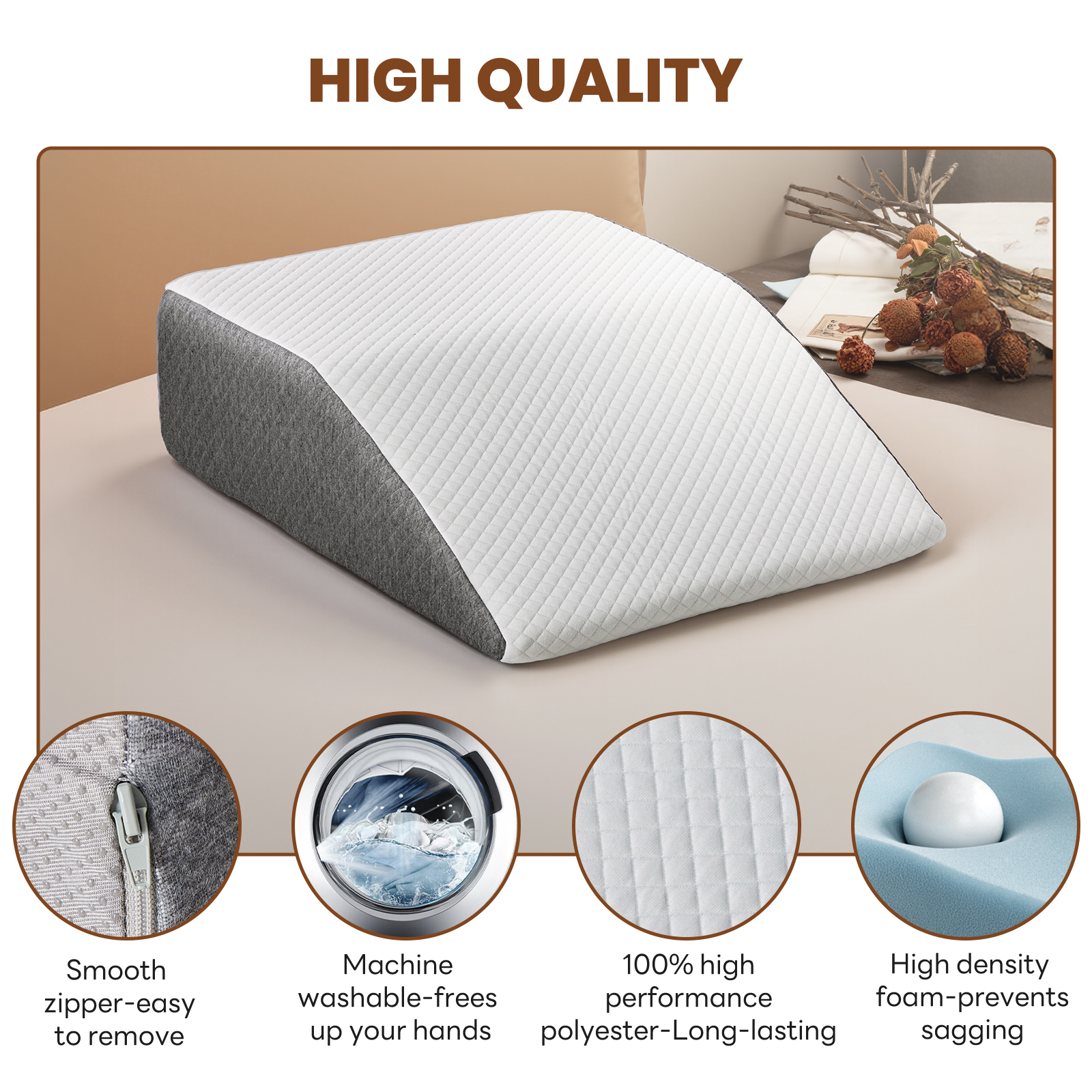 Wedge Pillow, Body Pillow , White& Grey — view 4