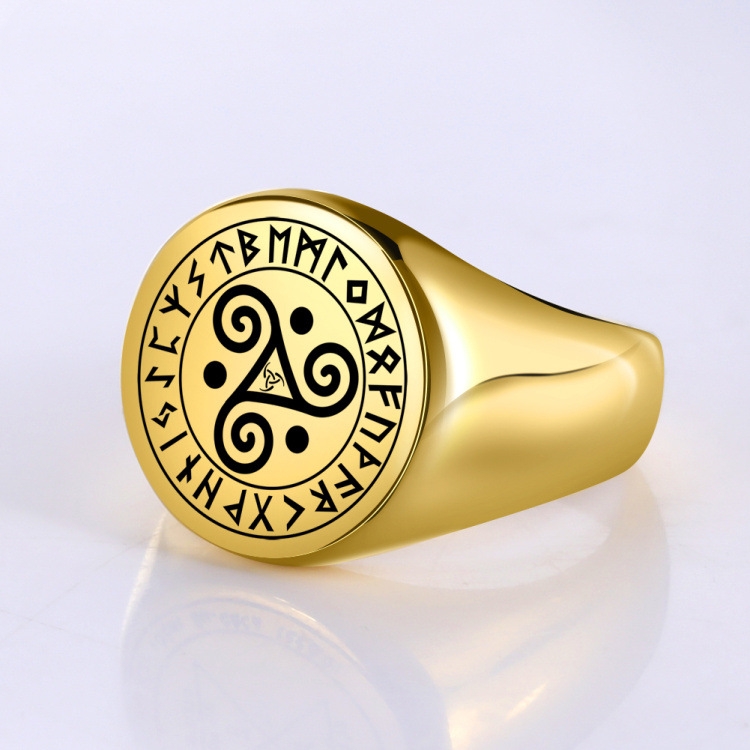 Retro Triangle Aoding Symbol Pattern Letters Ring