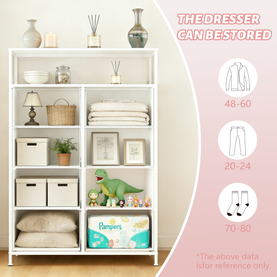 8-Drawer Fabric Dresser With Open Shelf, 45.9-inch Tall Storage Cabinet For Bedroom Closet Organization image 38