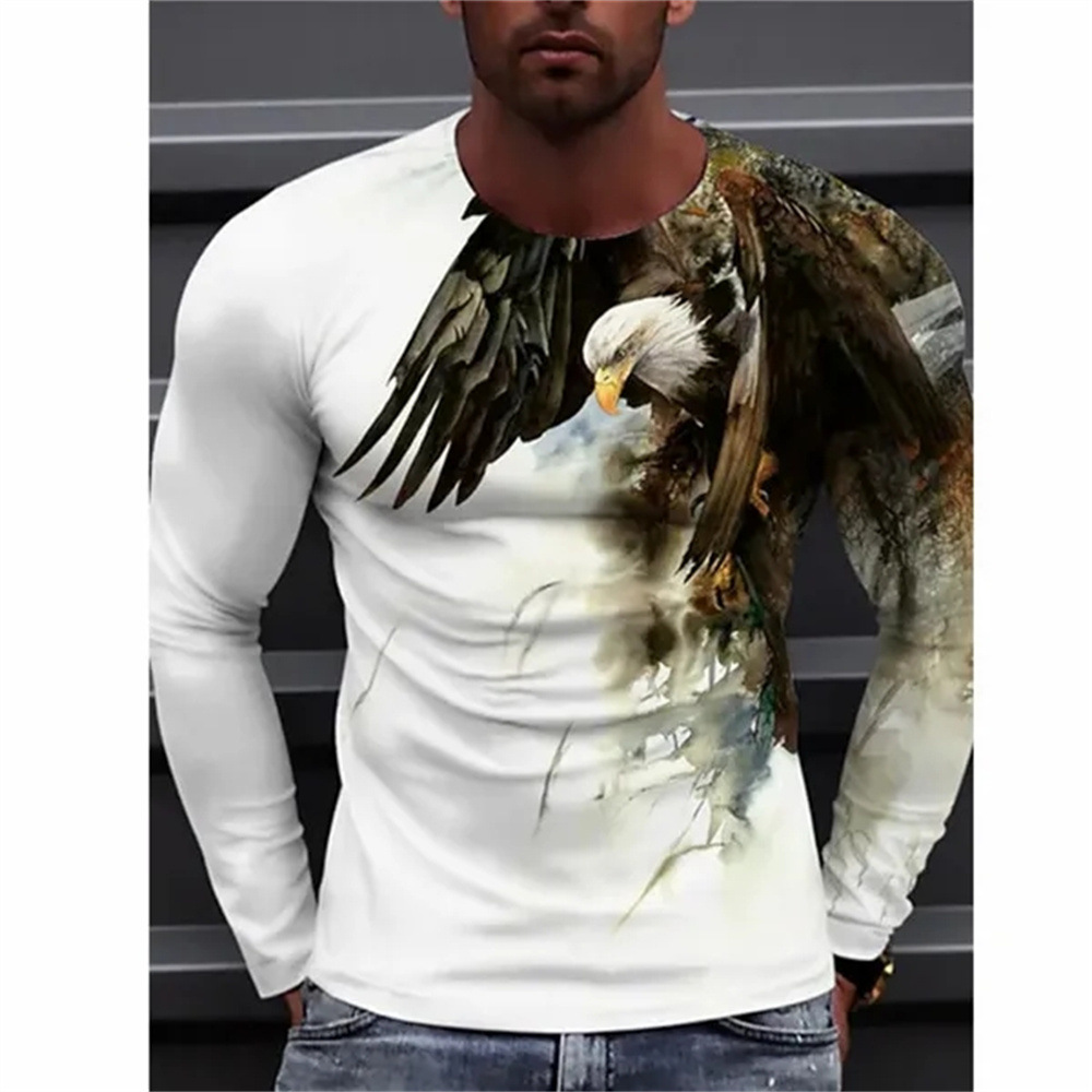 Title 5, T-shirt da uomo con aquila 3D, maniche lunghe e...