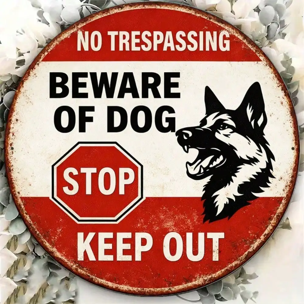 8x8in Vintage Beware Of Dog No Trespassing