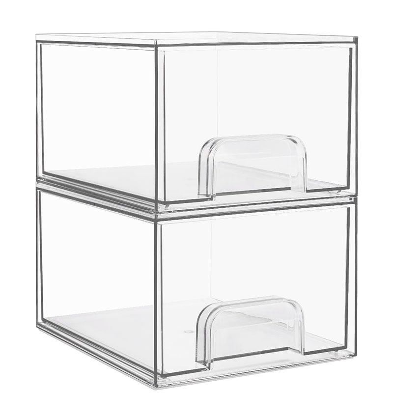 2 Pack Clear Small Stackable Storage Drawers Acrylic Makeup Organiser — image 10