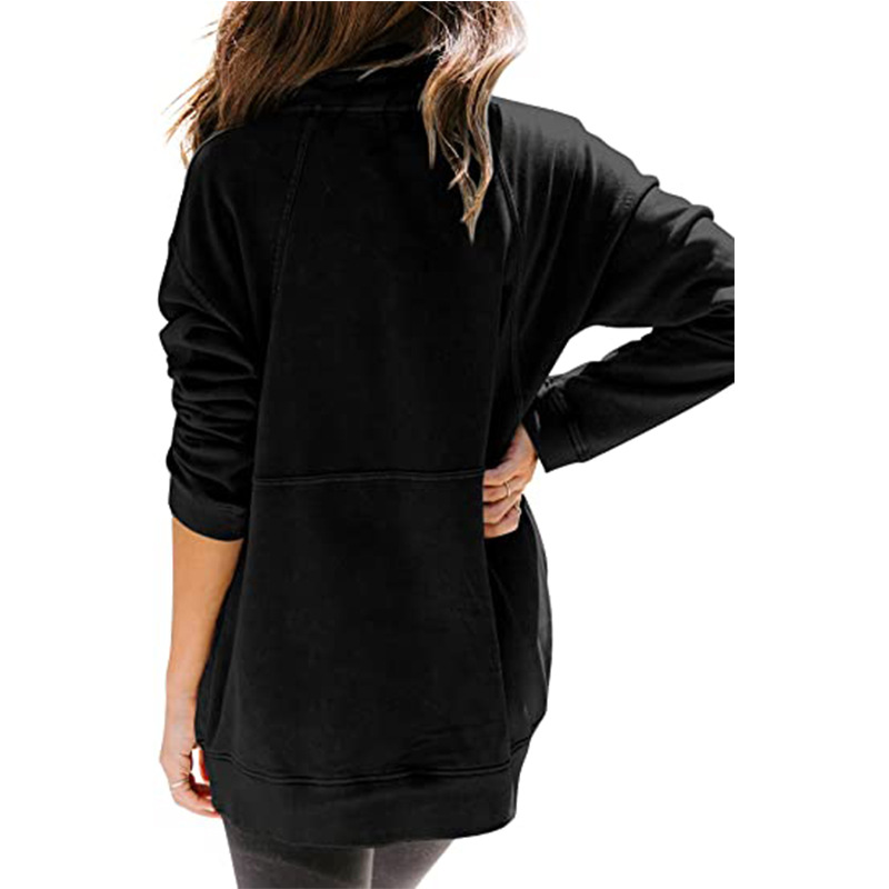 Flower Embroidery Half Zipper Stand Collar Pocket Mid-length Sweater Women