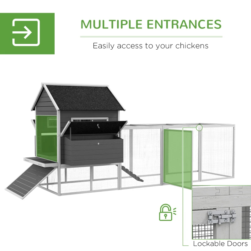 Wooden Chicken Coop For 8-10 Chickens, Backyard, Gray