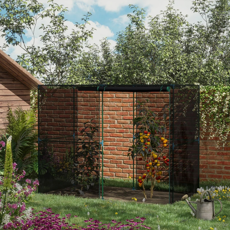 Crop Cage, Plant Protection Tent With Zippered Doors For Vegetable Garden, Backyard, Black