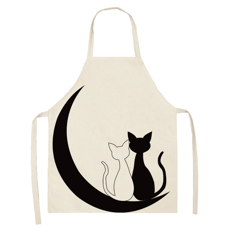 Title 7, Black and white cat pattern cooking overalls cu...